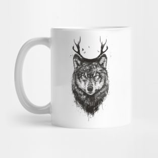 Deer wolf (b&w) Mug